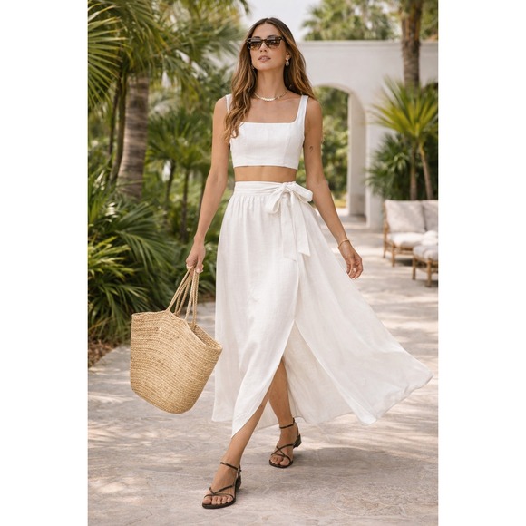 Reformation Dresses & Skirts - Reformation Palm linen two-piece set size 2 white resort vacation chic